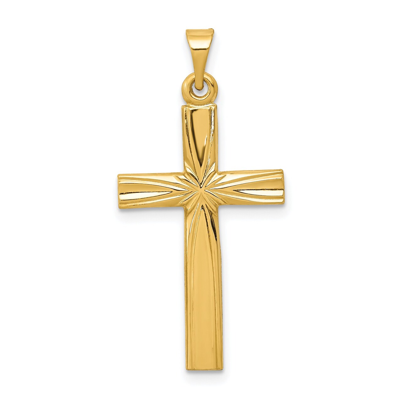 14K Yellow Gold Cross Pendant Charm Religious Jewerly 30mm x 14mm